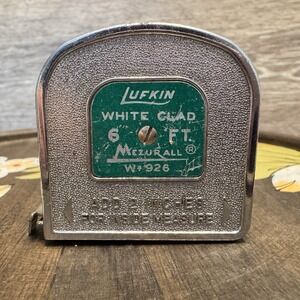 Vintage Lufkin White Clad 6ft‎ Mezurall W926 Tape Measure  USA